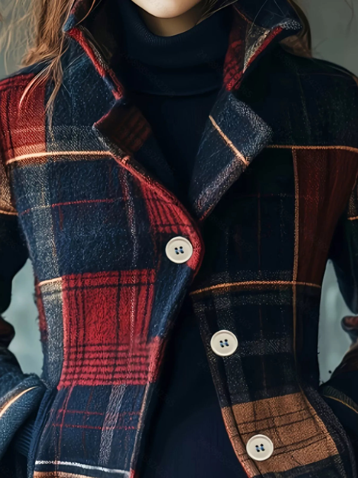 Vintage Plaid Button Up Outerwear
