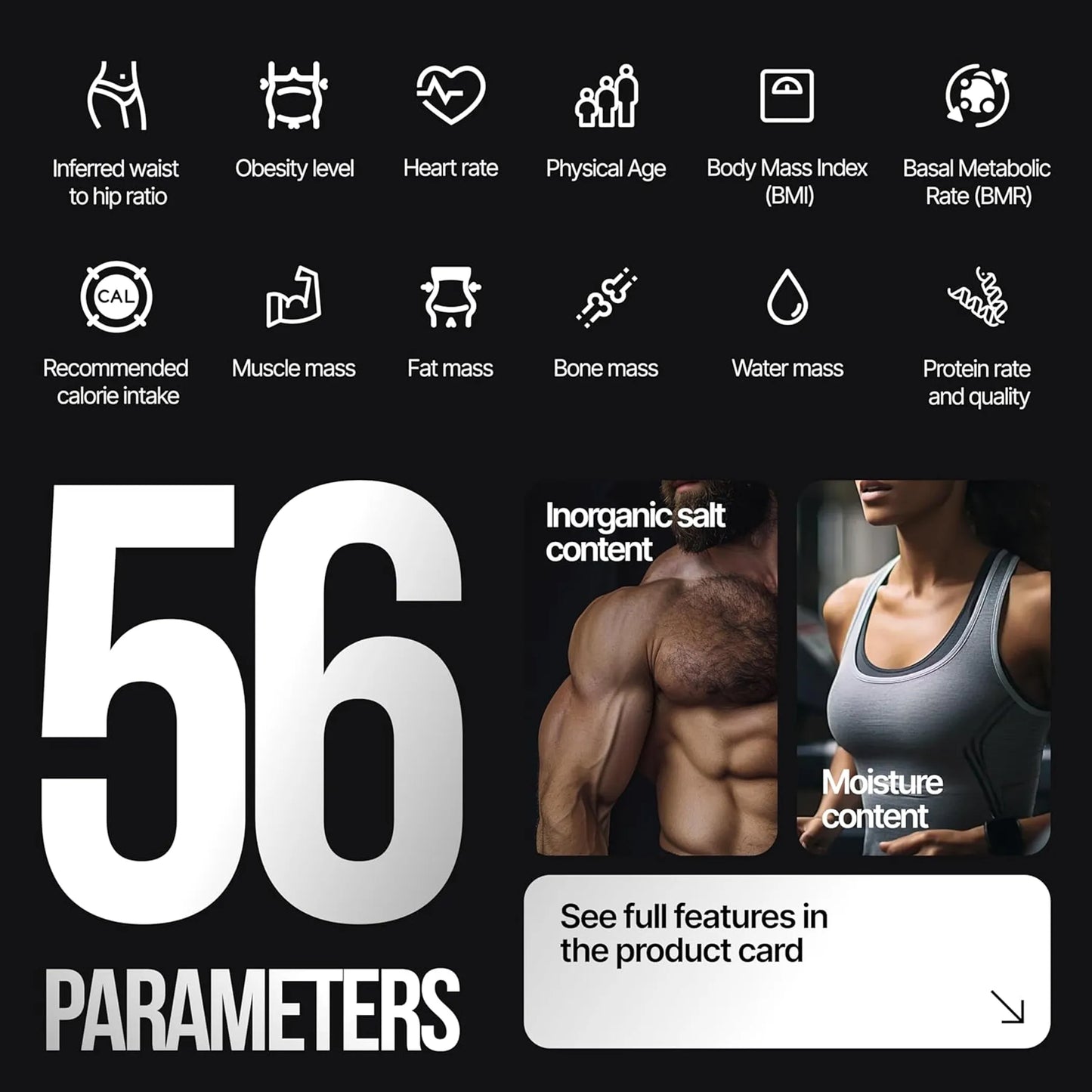 Professional 56 Metrics Smart Body Composition Scale with WiFi