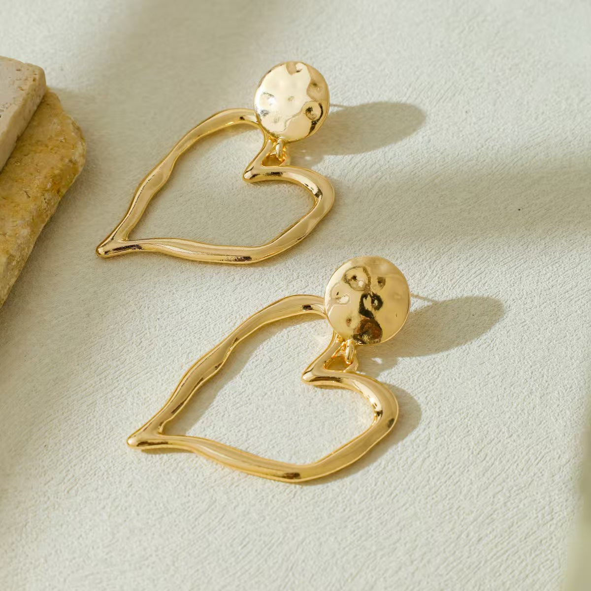 Geometric Heart Circle Drop Earrings Studs, Minimalist. Daily Versatile Ear Ornaments