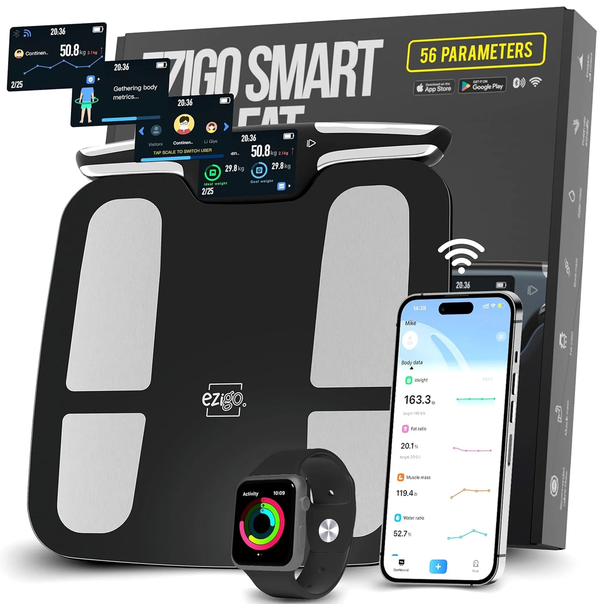 Professional 56 Metrics Smart Body Composition Scale with WiFi