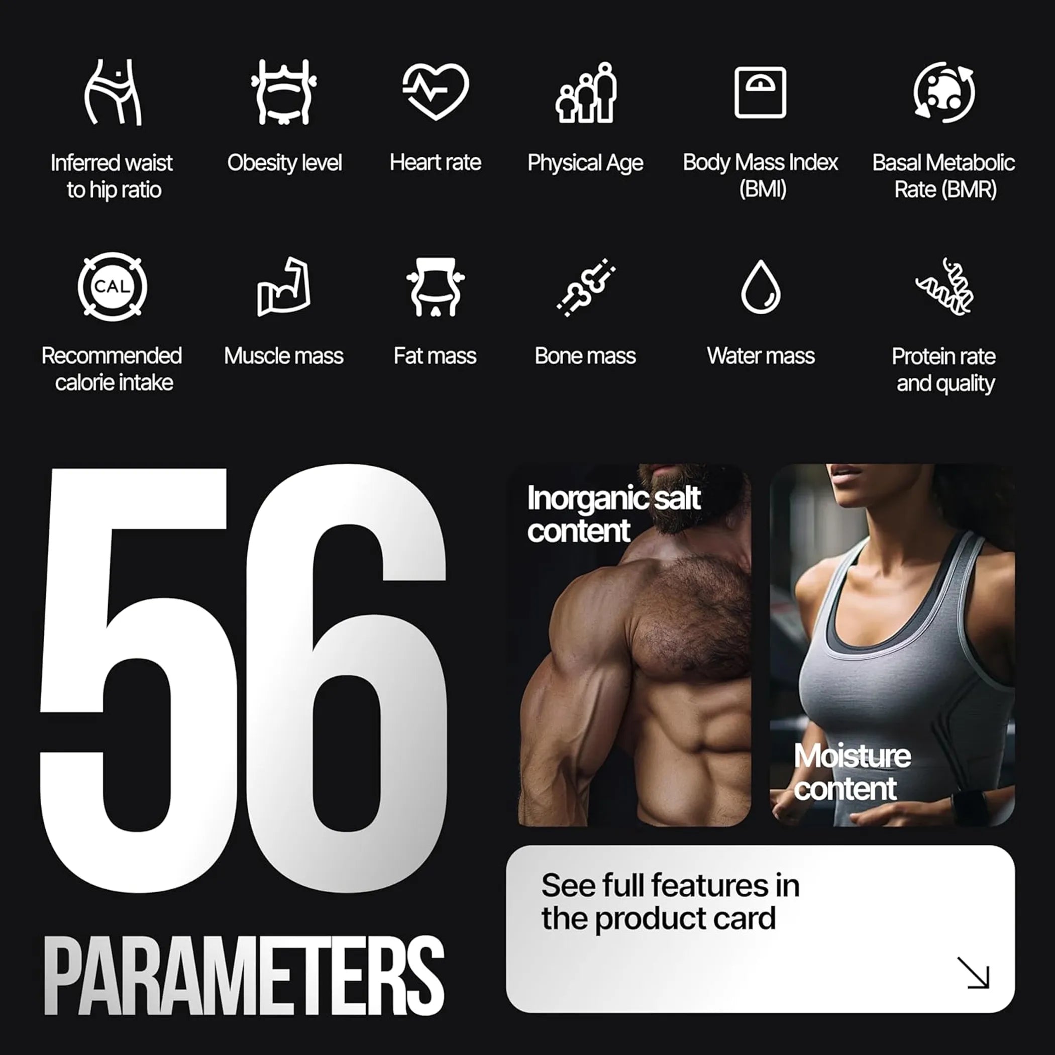 Professional 56 Metrics Smart Body Composition Scale with WiFi