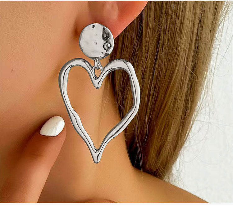 Geometric Heart Circle Drop Earrings  Studs, Minimalist. Daily Versatile Ear Ornaments