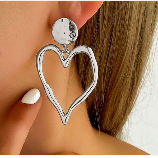 Geometric Heart Circle Drop Earrings  Studs, Minimalist. Daily Versatile Ear Ornaments