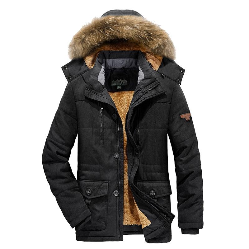 New Men's Thick Warm Waterproof Jacket Hooded Men Outdoor Jacket Men's Thick Casual Hooded Solid Color Outdoor Jacket Winter Cotton Jacket Men's Jacket With Multi-Pockets