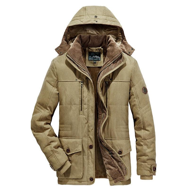 New Men's Thick Warm Waterproof Jacket Hooded Men Outdoor Jacket Men's Thick Casual Hooded Solid Color Outdoor Jacket Winter Cotton Jacket Men's Jacket With Multi-Pockets