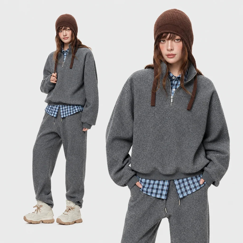 Women's Casual Sweatshirt and Trousers Tracksuit Set
