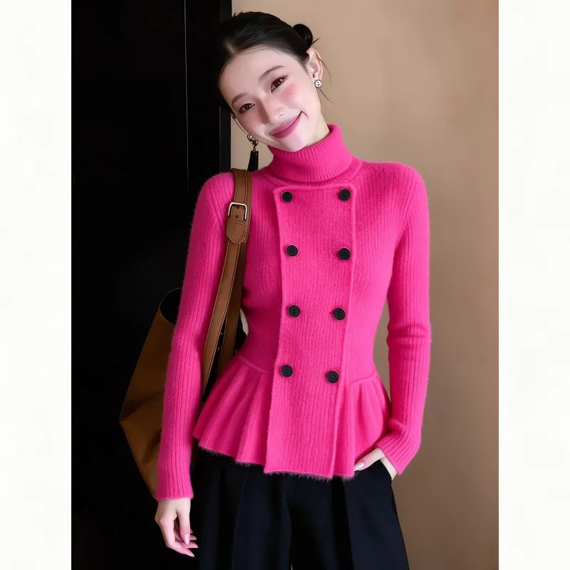 Women's Slim Fit High-Neck Knitted Sweater