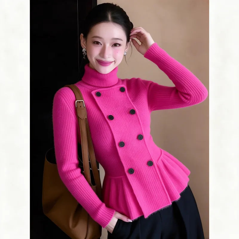 Women's Slim Fit High-Neck Knitted Sweater