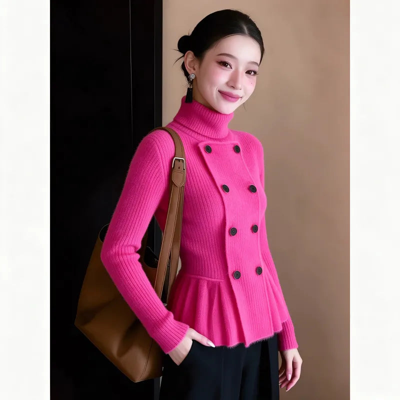 Women's Slim Fit High-Neck Knitted Sweater