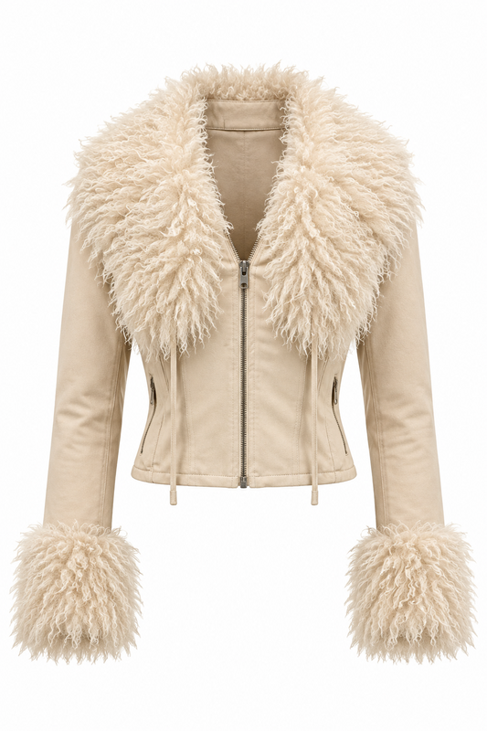 Women's Street Style Plush Splicing Short Jacket